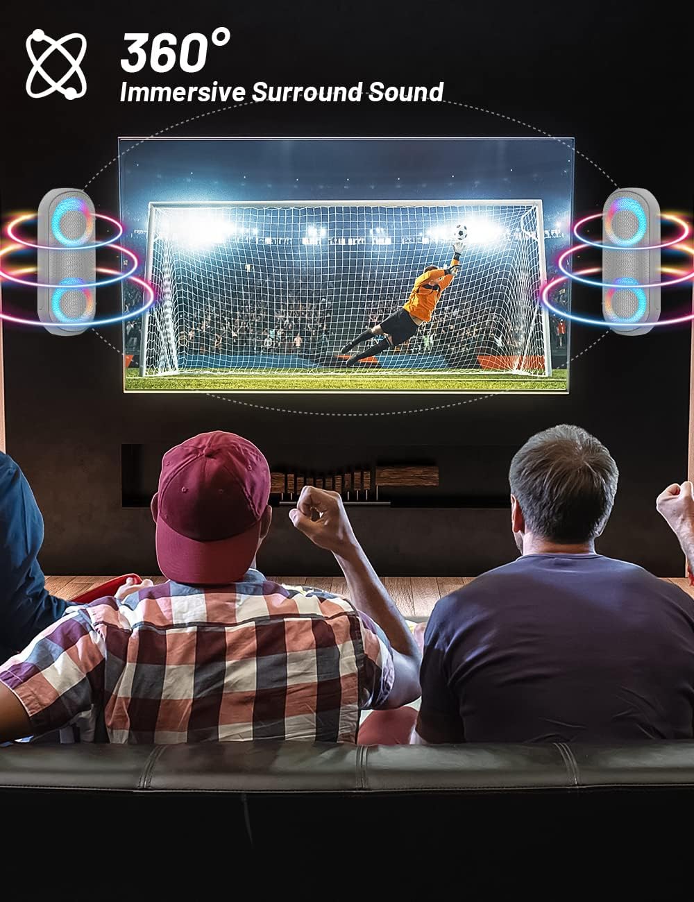 Amazing NOTABRICK Bluetooth Speakers, Portable Speakers Bluetooth Wireless(100FT Range) with 30W Loud Stereo Sound, IPX7 Waterproof Shower Speakers, RGB Multi-Colors Rhythm Lights, 1000mins Playtime