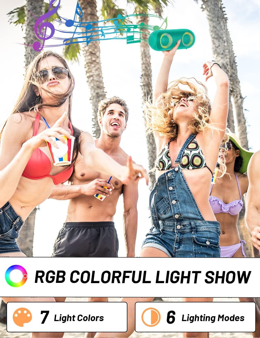 Amazing NOTABRICK Bluetooth Speakers, Portable Speakers Bluetooth Wireless(100FT Range) with 30W Loud Stereo Sound, IPX7 Waterproof Shower Speakers, RGB Multi-Colors Rhythm Lights, 1000mins Playtime