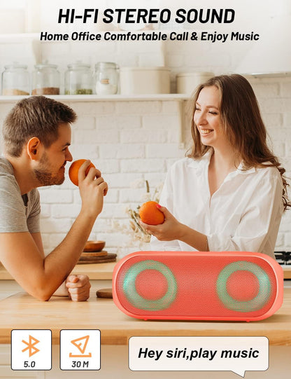 Amazing Bluetooth Speakers, Portable Speakers Bluetooth Wireless(100FT Range) with 30W Loud Stereo Sound, IPX7 Waterproof Shower Speakers, RGB Multi-Colors Rhythm Lights, 1000mins Playtime for Indoor&Outdoor