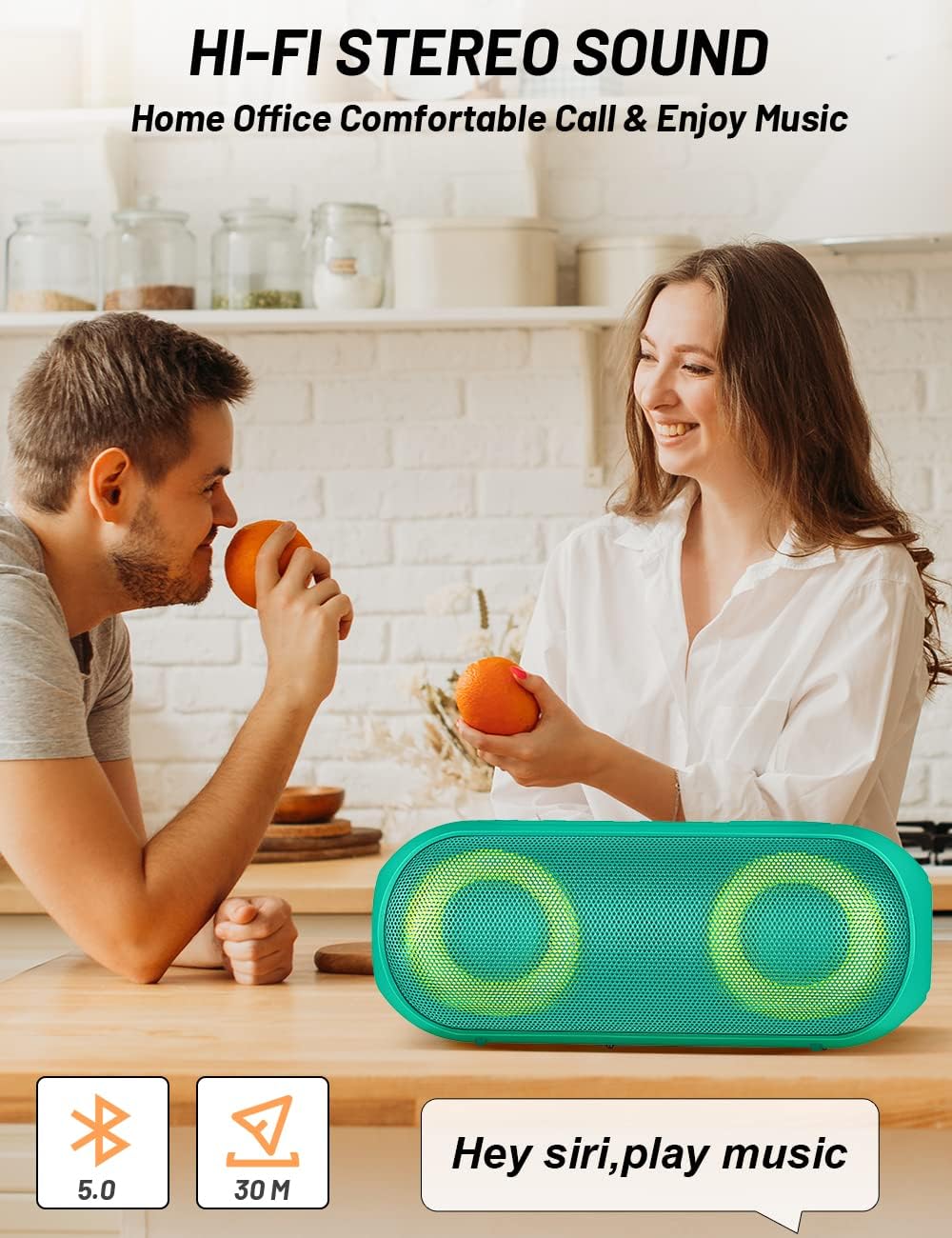 Amazing  NOTABRICK Bluetooth Speakers, Portable Speakers Bluetooth Wireless(100FT Range) with 30W Loud Stereo Sound, IPX7 Waterproof Shower Speakers, RGB Multi-Colors Rhythm Lights, 1000mins Playtime