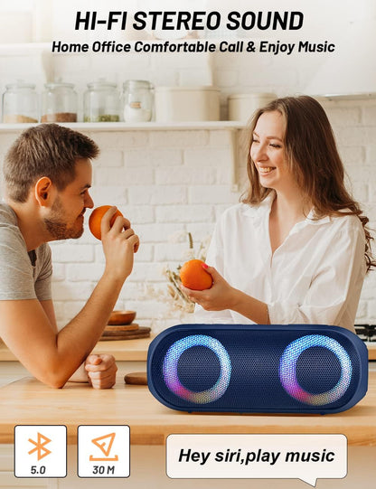 Amazing  NOTABRICK Bluetooth Speakers, Portable Speakers Bluetooth Wireless(100FT Range) with 30W Loud Stereo Sound, IPX7 Waterproof Shower Speakers, RGB Multi-Colors Rhythm Lights, 1000mins Playtime